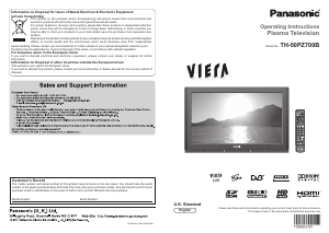 Manual Panasonic TH-50PZ700B Viera Plasma Television