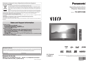 Bruksanvisning Panasonic TH-50PX720B Viera Plasma TV