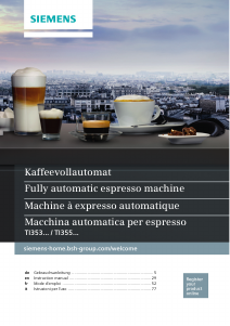 Manuale Siemens TI355F09DE Macchina per espresso