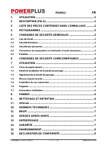 Mode d’emploi Powerplus POW411 Ponceuse à bande