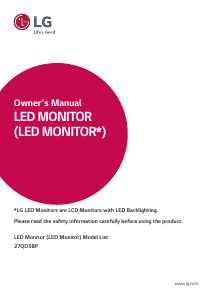 Bruksanvisning LG 27QD58P-B LED skärm