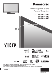 Bruksanvisning Panasonic TX-PF50S10 Viera Plasma TV