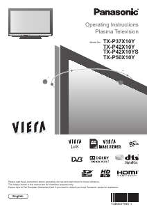 Handleiding Panasonic TX-P50X10Y Viera Plasma televisie