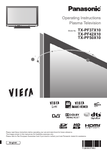 Bruksanvisning Panasonic TX-PF42X10 Viera Plasma TV