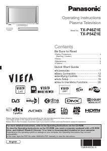 Manual Panasonic TX-P54Z1E Viera Plasma Television