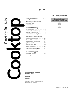 Mode d’emploi GE JP202DWW Table de cuisson