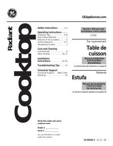Mode d’emploi GE JP256WMWW Table de cuisson