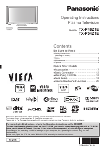 Bruksanvisning Panasonic TX-P46Z1E Viera Plasma TV