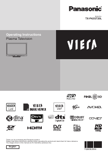 Bruksanvisning Panasonic TX-P42GT20L Viera Plasma TV