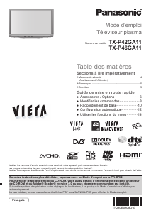 Mode d’emploi Panasonic TX-P42GA11 Viera Téléviseur plasma