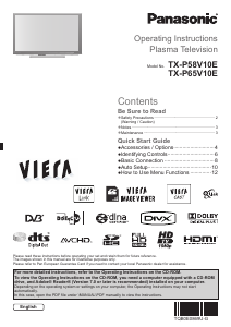Manual Panasonic TX-P65V10E Viera Plasma Television