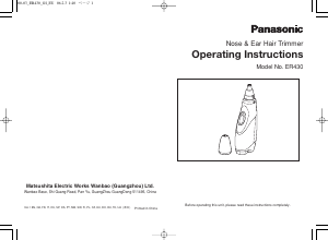 Manual Panasonic ER-430 Aparat tuns par nas