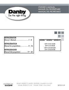 Bruksanvisning Danby DFF101B1WDB Kyl-frys