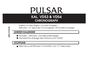 Bedienungsanleitung Pulsar PT3867X1 Regular Armbanduhr