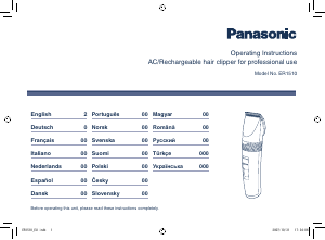 Manual Panasonic ER-1510 Hair Clipper