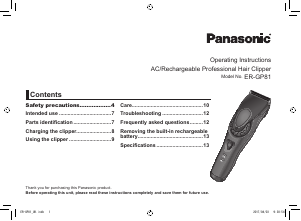 Handleiding Panasonic ER-GP81 Tondeuse