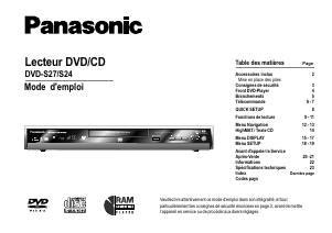 Mode d’emploi Panasonic DVD-S27EG Lecteur DVD