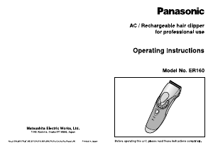 Mode d’emploi Panasonic ER-160 Tondeuse