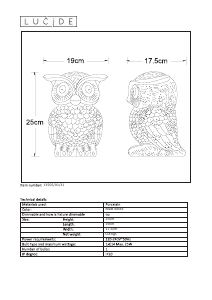 Посібник Lucide 13505/01/31 Owl Лампа