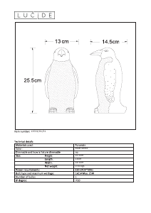 説明書 Lucide 13532/01/31 Pinguin ランプ