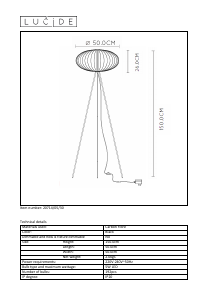 Посібник Lucide 20714/05/30 Carbony Лампа