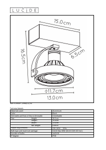 Manual Lucide 22968/12/30 Dorian Lamp