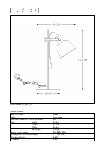 Manual Lucide 45580/01/30 Pia Lampă