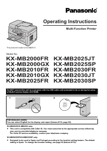 Bruksanvisning Panasonic KX-MB2025SP Multifunktionsskrivare
