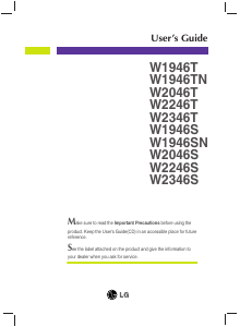 Bruksanvisning LG W1946T-BF LCD skärm