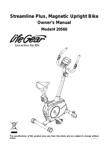Manual LifeGear 20560 Streamline Plus Exercise Bike