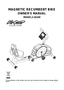 Manual LifeGear 26100 Exercise Bike