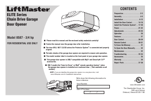 Manual LiftMaster 8587 Garage Door Opener