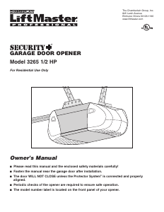 Handleiding LiftMaster 3265 Garagedeuropener