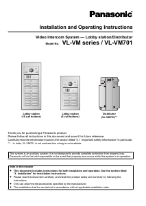 Handleiding Panasonic VL-VM901SX Intercomsysteem