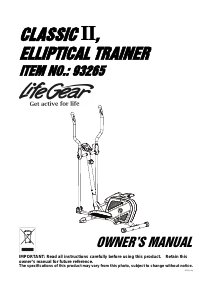 Handleiding LifeGear 93265 Classic II Crosstrainer