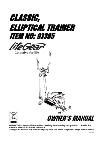 Handleiding LifeGear 93385 Classic Crosstrainer