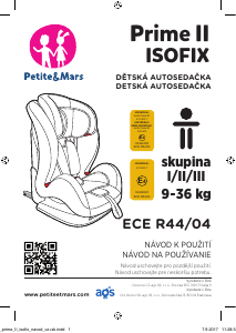 Manuál Petite&Mars Prime II Isofix Autosedadlo