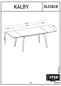 説明書 JYSK Kalby (90xL220x75) ダイニングテーブル