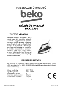 Használati útmutató BEKO BKK 2304 Vasaló