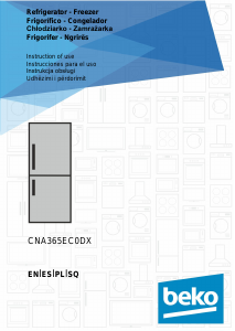 Handleiding BEKO CNA365EC0DX Koel-vries combinatie