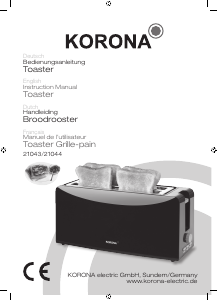 Bruksanvisning Korona 21044 Brödrost