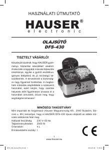 Használati útmutató Hauser DFS-430 Olajsütő