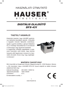 Manual Hauser DFS-431 Friteuză