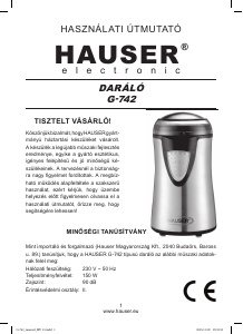 Instrukcja Hauser G-742 Młynek do kawy