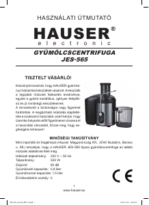 Návod Hauser JES-565 Priamočiara píla