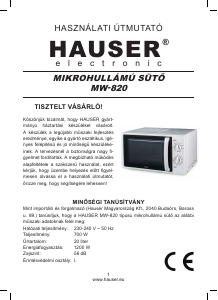 Használati útmutató Hauser MW-820 Mikrohullámú sütő