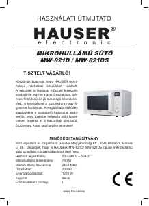 Használati útmutató Hauser MW-821DS Mikrohullámú sütő