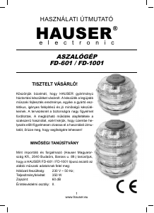 Használati útmutató Hauser FD-1001 Aszaló