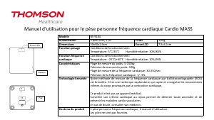 Mode d’emploi Thomson BS-9104 Pèse-personne