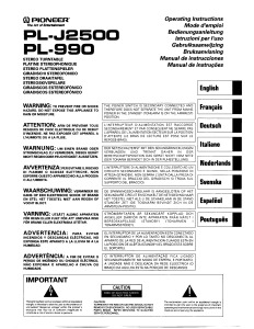 Mode d’emploi Pioneer PL-990 Platine